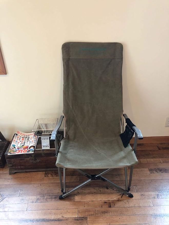 CAMPINGMOON Foldable Cotton Canvas Camping Chair for Campfire High Back Chair Gray F-1001C-H