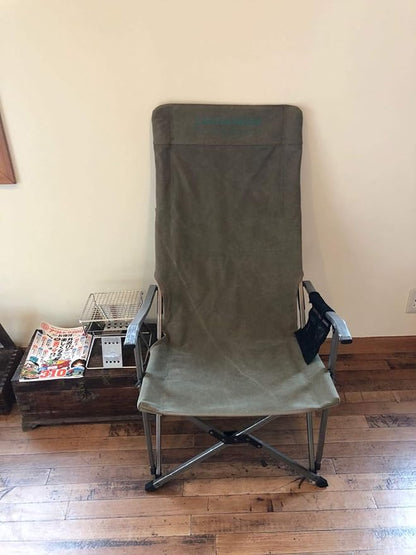 CAMPINGMOON Foldable Cotton Canvas Camping Chair for Campfire High Back Chair Gray F-1001C-H