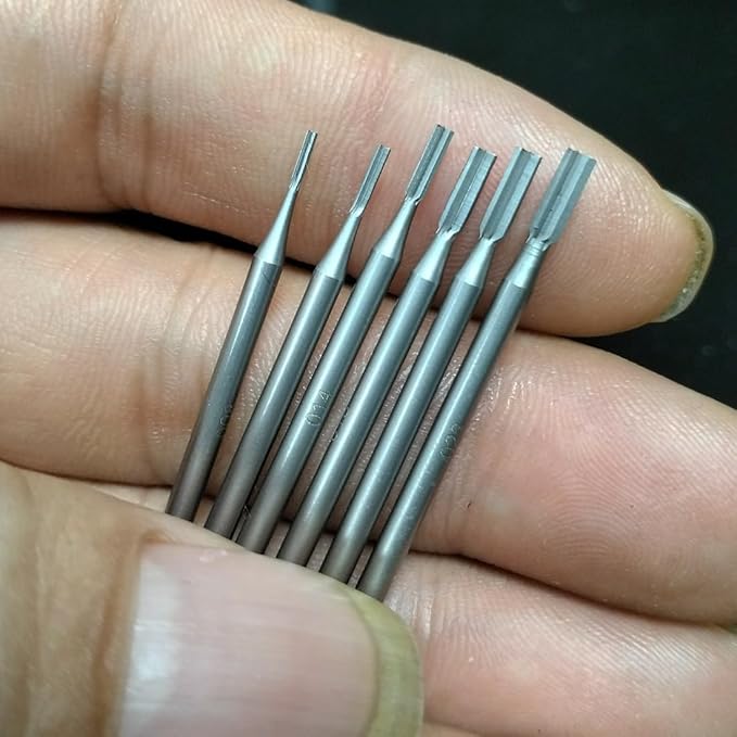 Luo ke 6 Pcs Jewelry Burr, 3/32'' Shank End Cut Cylindrical Shape Single Slot Burs Jewelry Making Tools for Rotary Tools