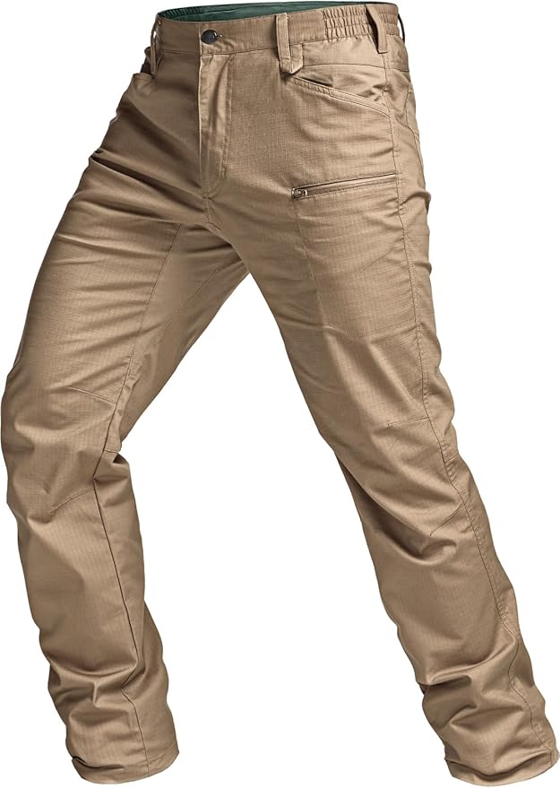 CQR Men's Flex Stretch Tactical Pants, Water Resistant Ripstop Cargo Pants, Lightweight EDC Outdoor Work Hiking Pants