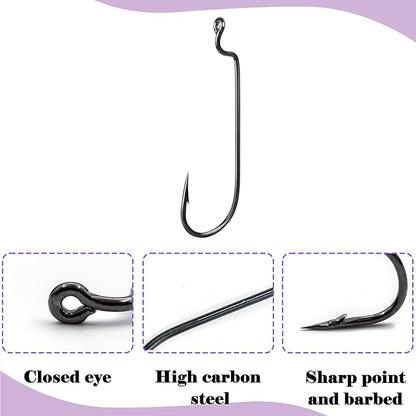 EWG Hooks for Bass Fishing,50Pcs/100Pcs Texas Carolina Rig Hooks Worm Hook Weedless/Inline for Soft Plastic Baits Saltwater