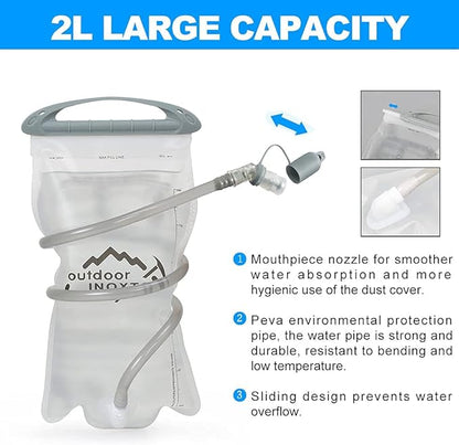 INOXTO Hydration Pack Backpack，18L Hydration Pack Lightweight Water Backpack with 2L Water Bladder Bag Daypack for Hiking Running Cycling Camping Hunting for Women Men