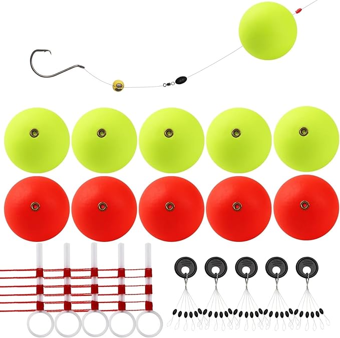 Dovesun 20pcs Slip Fishing Bobber Fishing Float Slip Fishing Rig Rubber Bobber Stoppers for Crappie Panfish Walleyes Trout Bass Fishing