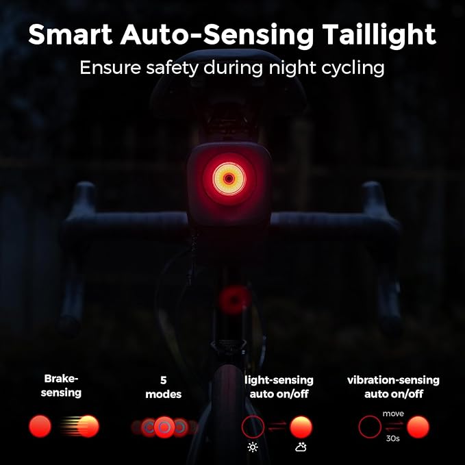 ROCKBROS Bike Saddle Bag with Night Riding Taillight and Brake Sensor- Waterproof Road & Mountain Bike