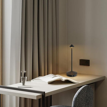 LED Cordless Table Lamps, Portable Rechargeable 6000mAh Outdoor Lights, 3 Color Stepless Dimming Battery Powered Bedside Lamp,wireless Touch Desk Lamp For Bedroom/Kitchen Lamp/Camping/Patio(Black）