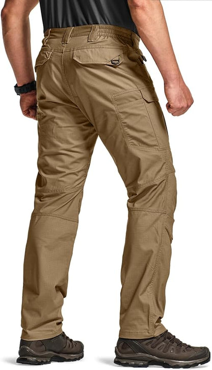 CQR Men's Flex Stretch Tactical Pants, Water Resistant Ripstop Cargo Pants, Lightweight EDC Outdoor Work Hiking Pants
