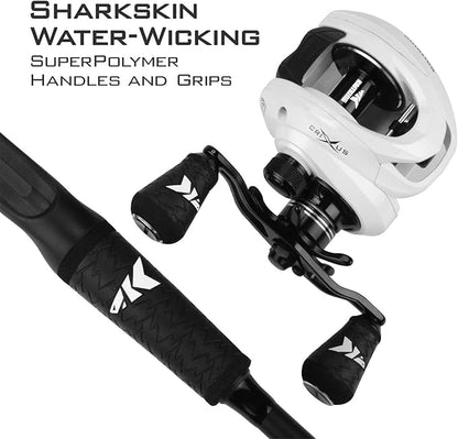 KastKing Crixus Fishing Rod and Reel Combo, High Performance Spinning & Baitcaster Combo, IM6 Graphite 2Pc Blanks, Zirconium Oxide Rings, SuperPolymer Handle, Lightweight Reel with Aluminum Spool