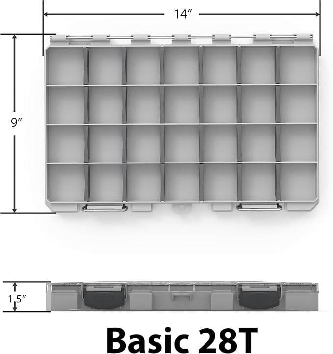 Buzbe Basic 28T Thin Utility Box – Durable, Waterproof Storage for Fishing & DIY Essentials