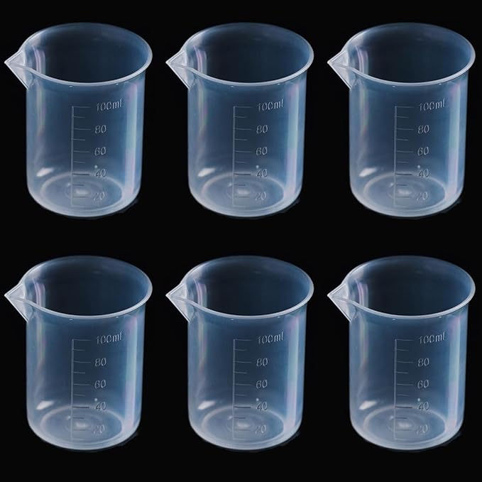 6pcs 3.4oz/100ml Plastic Measuring Cups Plastic Graduated Cup Transparent Scale Resin Clear Graduated Epoxy Mixing Jugs for Kitchen Cooking Medicine Measure Tool