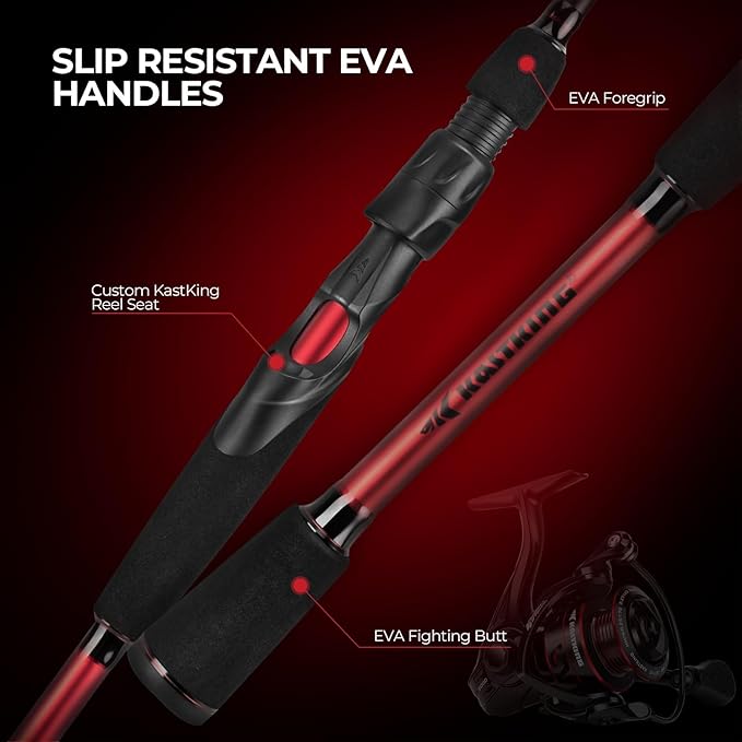 KastKing Royale Legend II Twin Tip Fishing Rod and Reel Combos, Spinning & Casting Combo, IM6 Graphite 2Pc Blanks, Extra Backup Tip Section, Stainless-Steel Guides, KastFlex Technology, EVA Handles