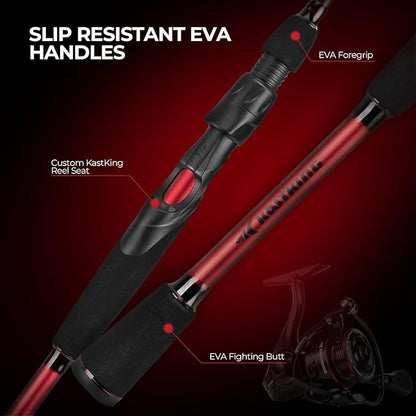 KastKing Royale Legend II Twin Tip Fishing Rod and Reel Combos, Spinning & Casting Combo, IM6 Graphite 2Pc Blanks, Extra Backup Tip Section, Stainless-Steel Guides, KastFlex Technology, EVA Handles