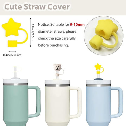 Stanley Cup Accessories Set Including 6 Pcs Silicone Spill Proof Stopper, 2 Pcs Straw Cover Cap for 9-10 mm Straws, 1 Pcs Silicone Boot for Stanley Cup Stanley 40oz & 30oz Tumbler (CREAM)