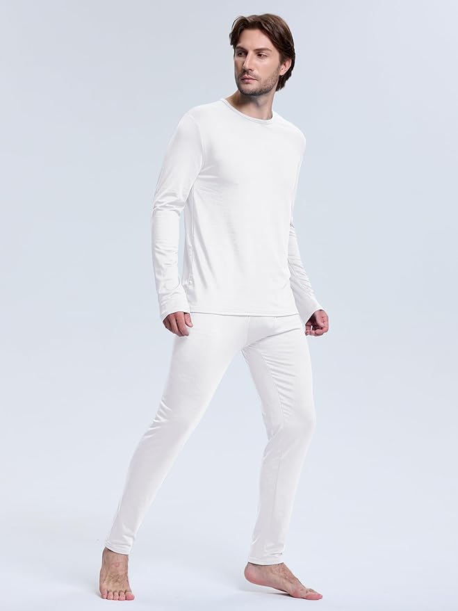 VZV Thermal Underwear for Men Fleece Lined Long Johns for Mens Thermals Top and Bottom Set Soft Base Layer for Winter