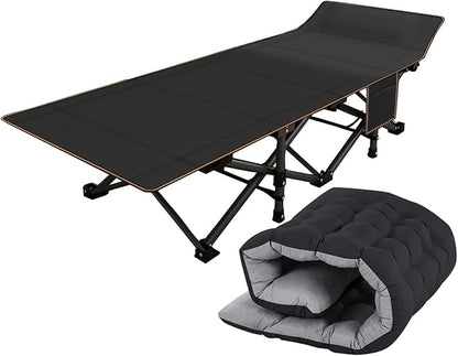 ABORON Folding Camping Cot for Adults, Double Layer 1200D, 500lb Capacity, Heavy Duty Guest Cot with Mat & Carrying Bag for Indoor & Outdoor Use