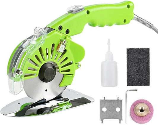 300W Fabric Rotary Cutter Electric Fabric Scissors, Round Blade Cutting Machine for Multilayer Leather Cloth Carpet, 5 Speed Adjustable, LED Light, 32mm / 1.26" Cutting Thickness