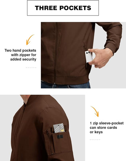 TBMPOY Men's Lightweight Bomber Jackets Light Windbreaker Casual Stylish Fall Golf Zip Up Dress Business Varsity