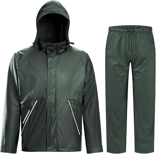 TOWN&FIELD Rain Suits for Fishing Waterproof Rain Gear for Men Women Heavy Duty Rain Coat Jacket with Pants/Overalls