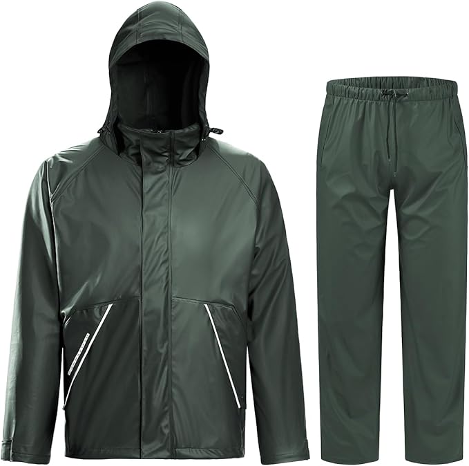TOWN&FIELD Rain Suits for Fishing Waterproof Rain Gear for Men Women Heavy Duty Rain Coat Jacket with Pants/Overalls
