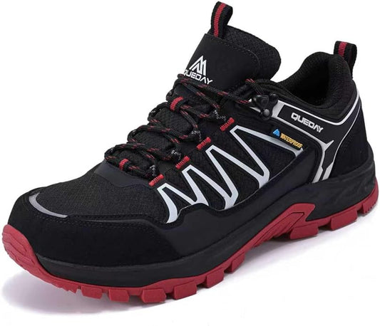 Queday Mens Waterproof Hiking Shoes Lightweight Outdoor Walking Shoes Breathable Hike Trekking Trails Camping Climbing