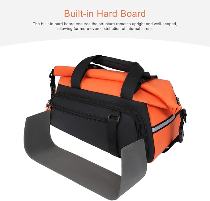 MOSISO Bike Rack Bag, 13-24L Expandable Top Layer Bicycle Rear Trunk Bags, Bike Rear Seat Pouch Cycling Luggage Handbag with Shoulder Strap for Road Mountain Cycling Traveling Commuting, Black&Orange