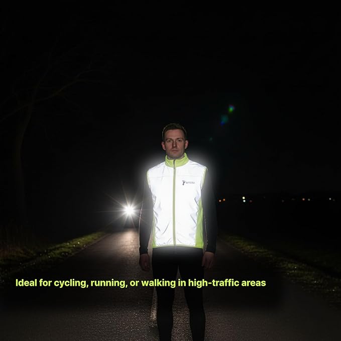 ReflecToes Reflective Safety Vest for Night Visibility – Hi Vis Running & Cycling Gilet – Lightweight, Breathable Outer Layer