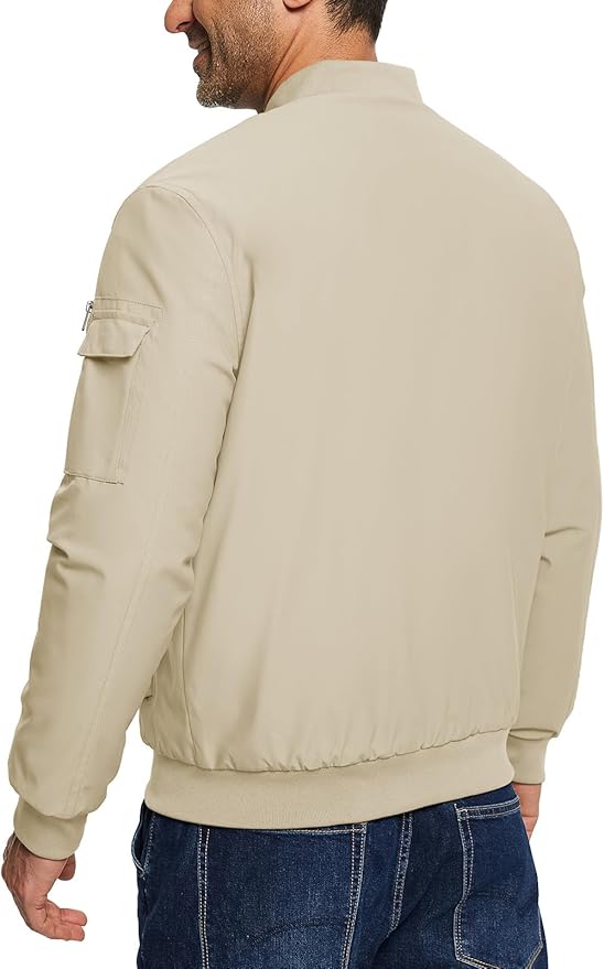 TBMPOY Men's Fall Jacket Winter Windbreaker Bomber Zip Up Padded Softshell Warm Windproof Casual Coat