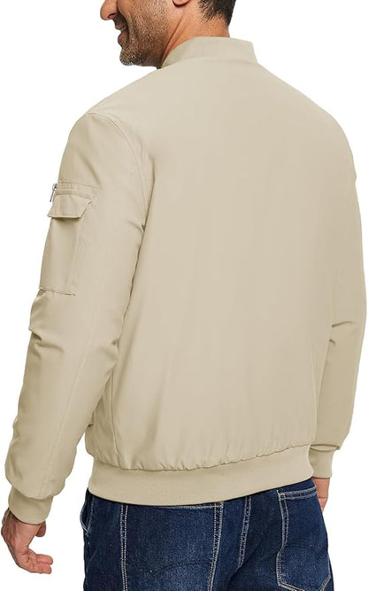 TBMPOY Men's Fall Jacket Winter Windbreaker Bomber Zip Up Padded Softshell Warm Windproof Casual Coat