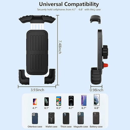 Bike Motorcycle Phone Mount,[Super Stable Metal] Bike Motorcycle Phone Holder with Security Lock, Bicycle Phone Mount with Soft Cushion & Adjustable Clip Compatible with 4.7''-6.8'' Phone