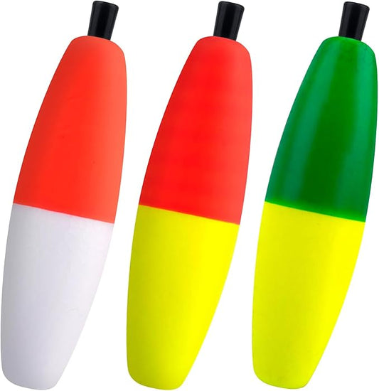 Dr.Fish 15 Pack Fishing Float Cigar Foam Bobbers Peg Floats Slip Fishing Corks Bobber for Santee Catfish Rig Crappie Freshwater Saltwater