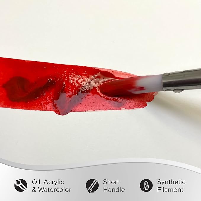 Silver Brush Limited SW-1522S Silverwhite Beginning Class Set, Paintbrushes for Watercolor, Gouache, Inks, Dyes, Fluid, & Flow Acrylic, Set of 6, Short Handle