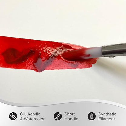 Silver Brush Limited SW-1522S Silverwhite Beginning Class Set, Paintbrushes for Watercolor, Gouache, Inks, Dyes, Fluid, & Flow Acrylic, Set of 6, Short Handle