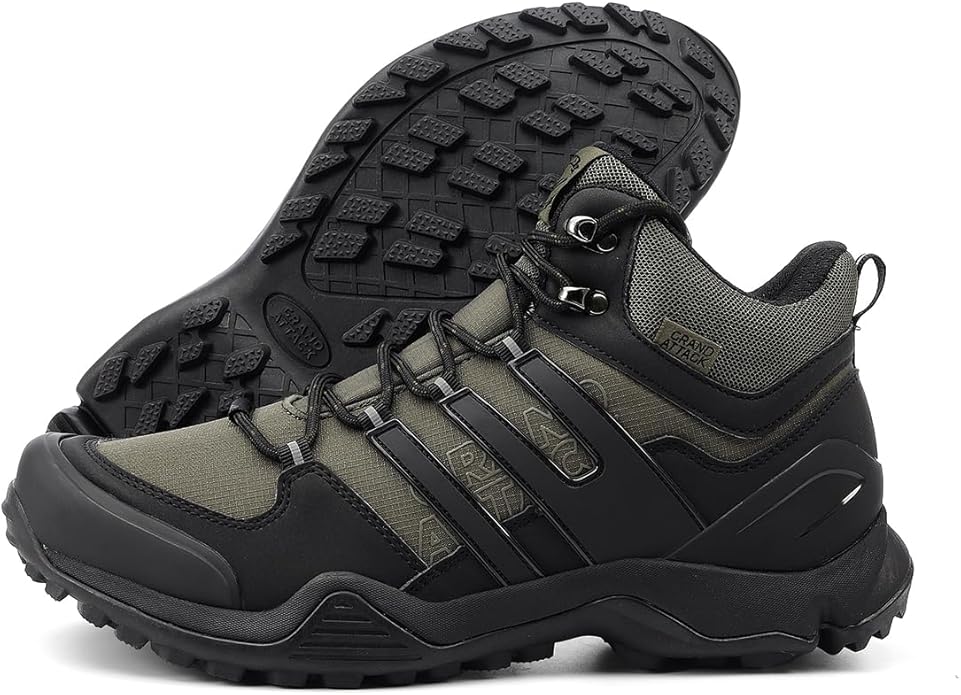 Men's Mid Waterproof Hiking Boots Lightweight Approach Trekking Comfortable Backpacking Non Slip Work Shoes Outdoor Camping Travel Cross Trainer Sneakers