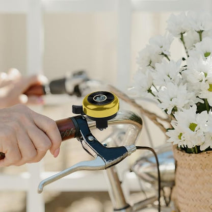 WIRESTER Gold Aluminum Round Bike Bell, Classic Ring Bicycle Bell, Bike Accessories Bell Ring for Adults Kids Girls Boys