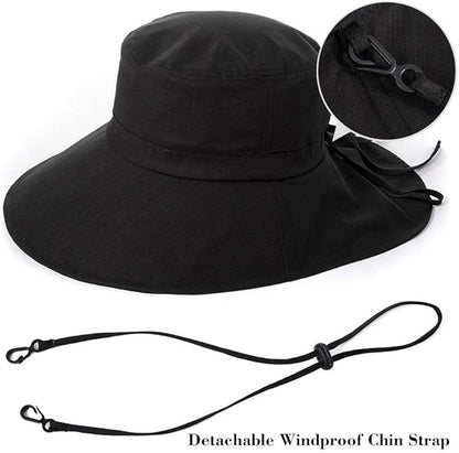 Comhats S/M/L/XL/XXL Womens Summer Flap Cover Cap Cotton UPF 50+ Sun Shade Hat with Neck Cord
