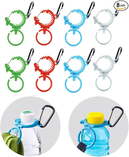 Durable Water Bottle Holder with Carabiner Hook,Towel Loop,Hat Clip,Patented Fluorescent Design for 1.0-1.4(in) Diameter Bottles,Heavy Duty Outdoor Water Bottle Clip for Camping,Travel and Daily Use
