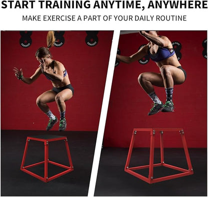 GarveeLife Plyometric Jumping Box, Steel Plyo Box for Exercise, Metal Exercise Step Up Box with Anti-Slip Surface for Home Gym Training