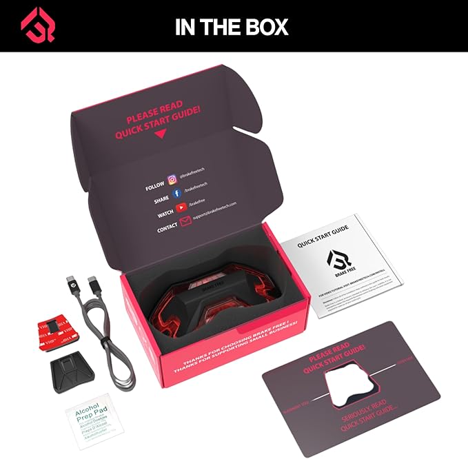 Brake Free Helmet Light - Smart Wireless Motorcycle Lights- Weatherproof LED Motorcycle Helmet Light - Lightweight & Aerodynamic Design - Smart Brake Detection - Single Button Operation - Black