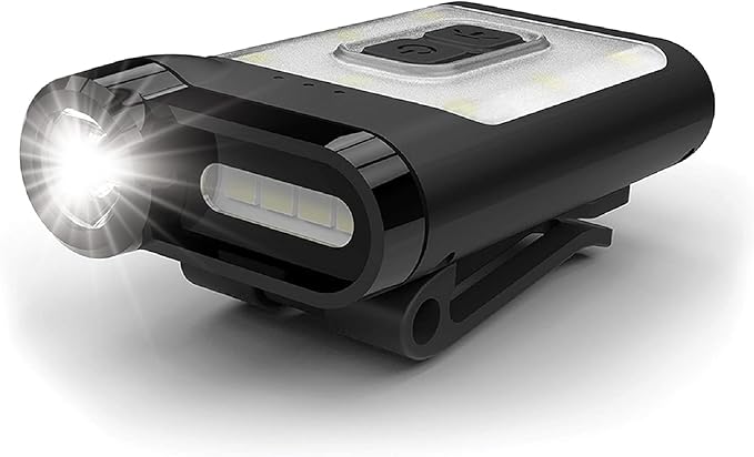 Claymore Capon 65A+ Black Ultra-Light Clip-On Cap Light – USB-C Rechargeable 230LM LED Compact Headlamp | 3 Modes IP54 Water-Resistant Up to 19 Hrs Runtime for Camping, Running, Outdoor