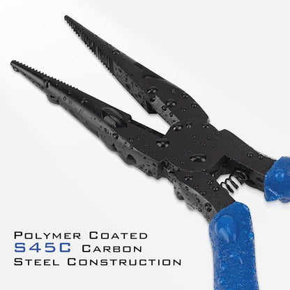 KastKing Intimidator Fishing Pliers, Corrosion Resistant Polymer Coated Fishing Tools, Tungsten Carbide Cutters, Saltwater Resistant Fishing Gear