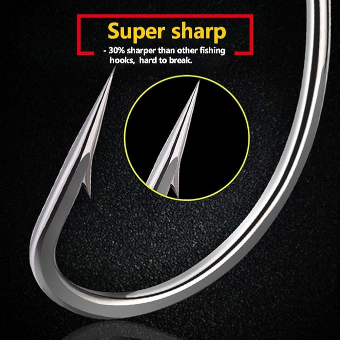 Dyxssm 150pcs/lot Forged Long Shanked Fishing Hooks Stainless Steel Fishing Hook for Saltwater Freshwater, Circle Octopus Fishing Hooks