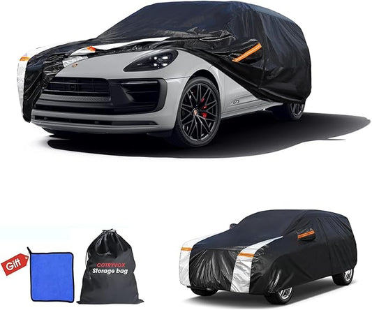 Porsche Macan Car Cover 100% Waterproof All Weather, Gift with Towel, 10 Layers SUV Car Cover Custom Fit 2014-2026 Porsche Macan, Full Exterior Covers Rain Sun UV Protection with Door Zipper.