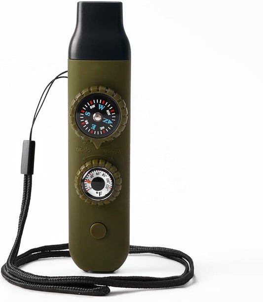 Emergency Survival Safety Whistle，Whistle for Kids with Lanyard,Compass,Thermometer,Ideal for Kayaking, Boating, Hiking, Camping, Climbing