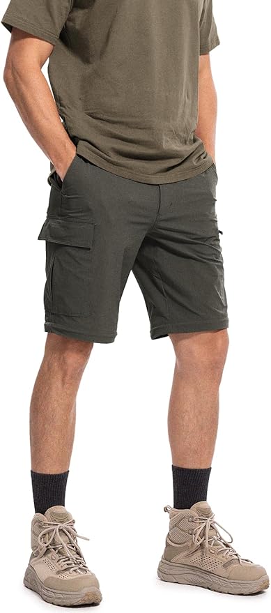 Moosehill Men's-Hiking-Pants Convertible Quick-Dry Water-Resistant Lightweight Zip-Off Outdoor with 5 Deep Pockets