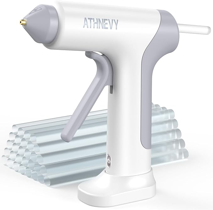 Cordless Hot Glue Gun 4V 20W, 10s Fast Preheat, 30PCS Mini Glue Sticks 7x100mm, Type-C Rechargeable, Anti-Drip, Auto-Off, for DIY Crafts, Repair, Decoration (White)