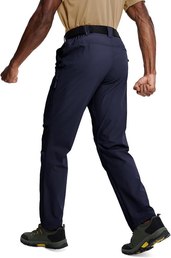 Mens Hiking Pants Lightweight Cargo Work Tactical Nylon Stretch Waterproof Quick Dry Fishing Travel Outdoor 6 Pockets