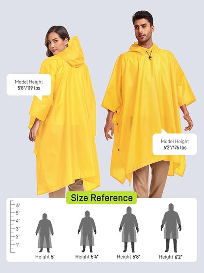 SaphiRose Hooded Rain Poncho Waterproof Raincoat Jacket for Men Women Adults