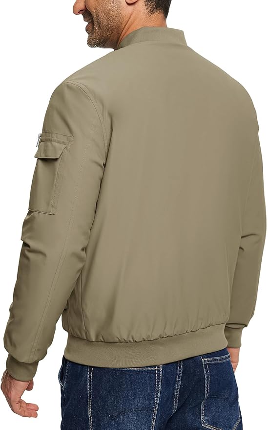 TBMPOY Men's Fall Jacket Winter Windbreaker Bomber Zip Up Padded Softshell Warm Windproof Casual Coat