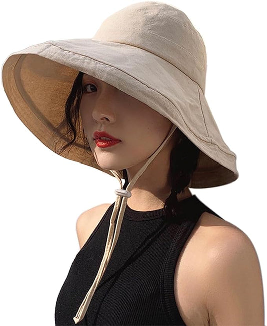 Wide Brim Bucket Hat - UPF50+ Protection Travel Beach Sun Hat with Semi-Rigid Adjustable Foldable Brim