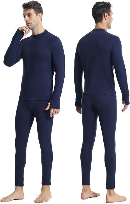 Runhit Mens Thermal Underwear Set：Fleece Lined Long Johns for Men Thermal Shirts and Pants Base Layer Cold Weather Thermals