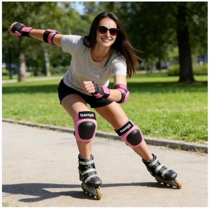 Kids/Adult/Youth Knee and Elbow Pads ,Adult Knee Pads Elbow Pads Wrist Guards for Adult Kids 6 in 1 Protective Gear Set for Skateboarding Biking Roller Skating Cycling Outdoor